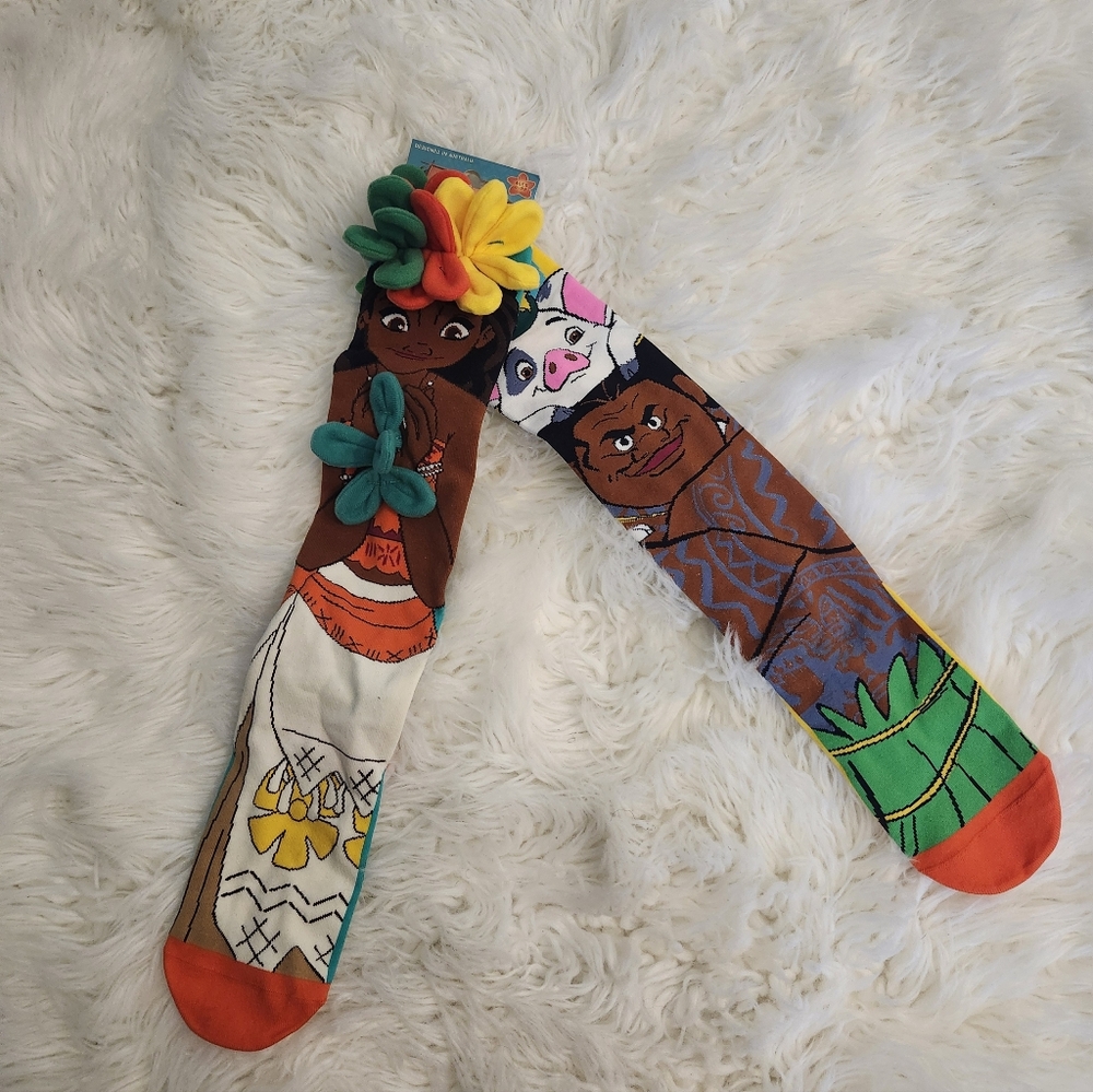 Disney Moana 2 Green and Yellow Socks